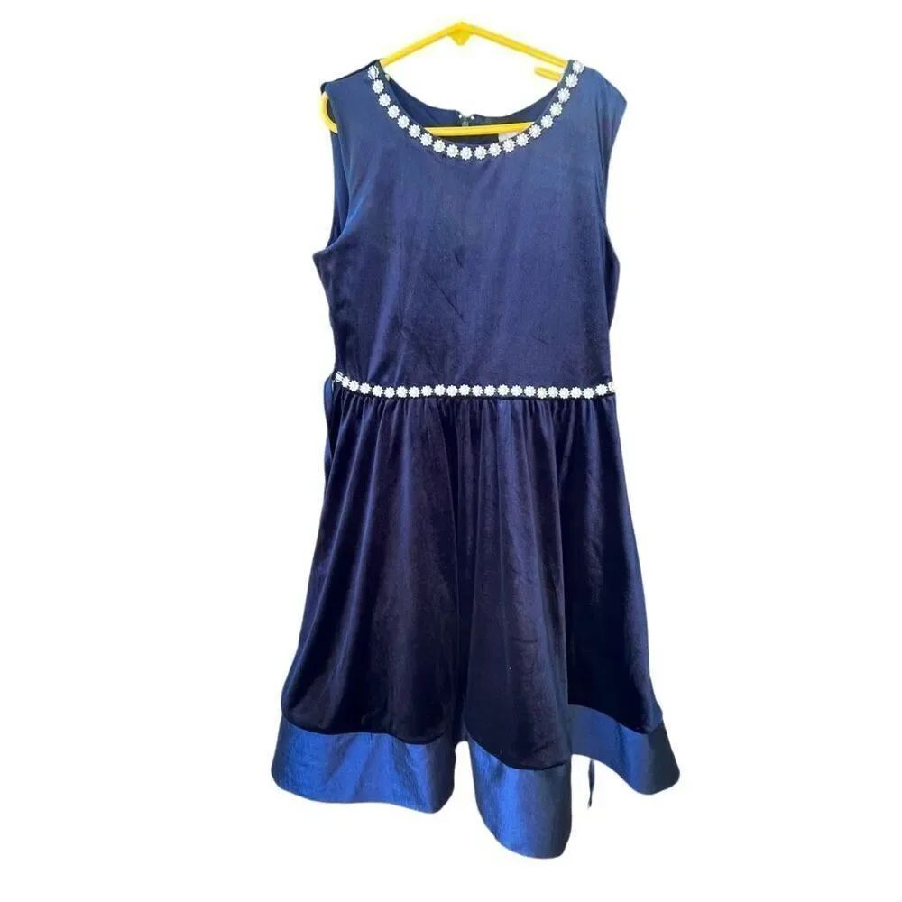 Rare Editions girls size 14 blue velvet special occasion dress.